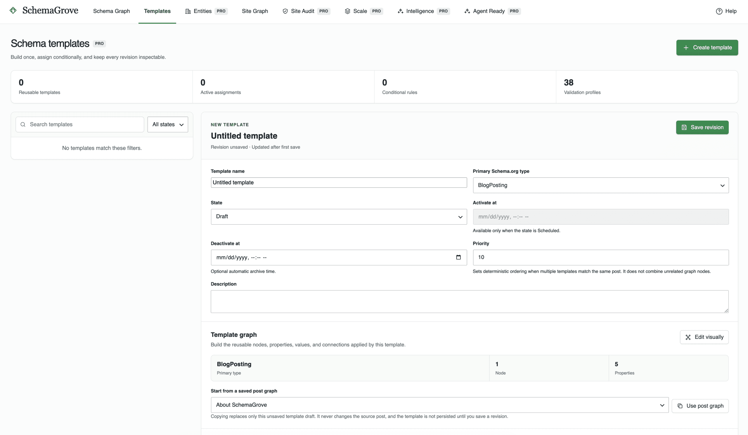 SchemaGrove Pro reusable template workspace